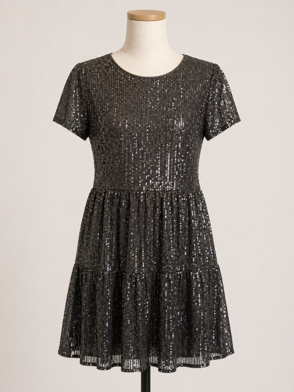 Lulus Black Tiered Sequin Dress Medium - Formal, Wedding, Church, Events